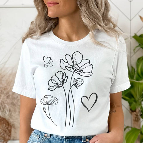 T-shirt MoOodMaker Prairie Fleurie | LINE DRAWING blanc