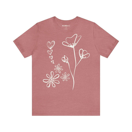 T-shirt MoOodMaker Fleurs & Coeurs | LINE DRAWING rose chiné
