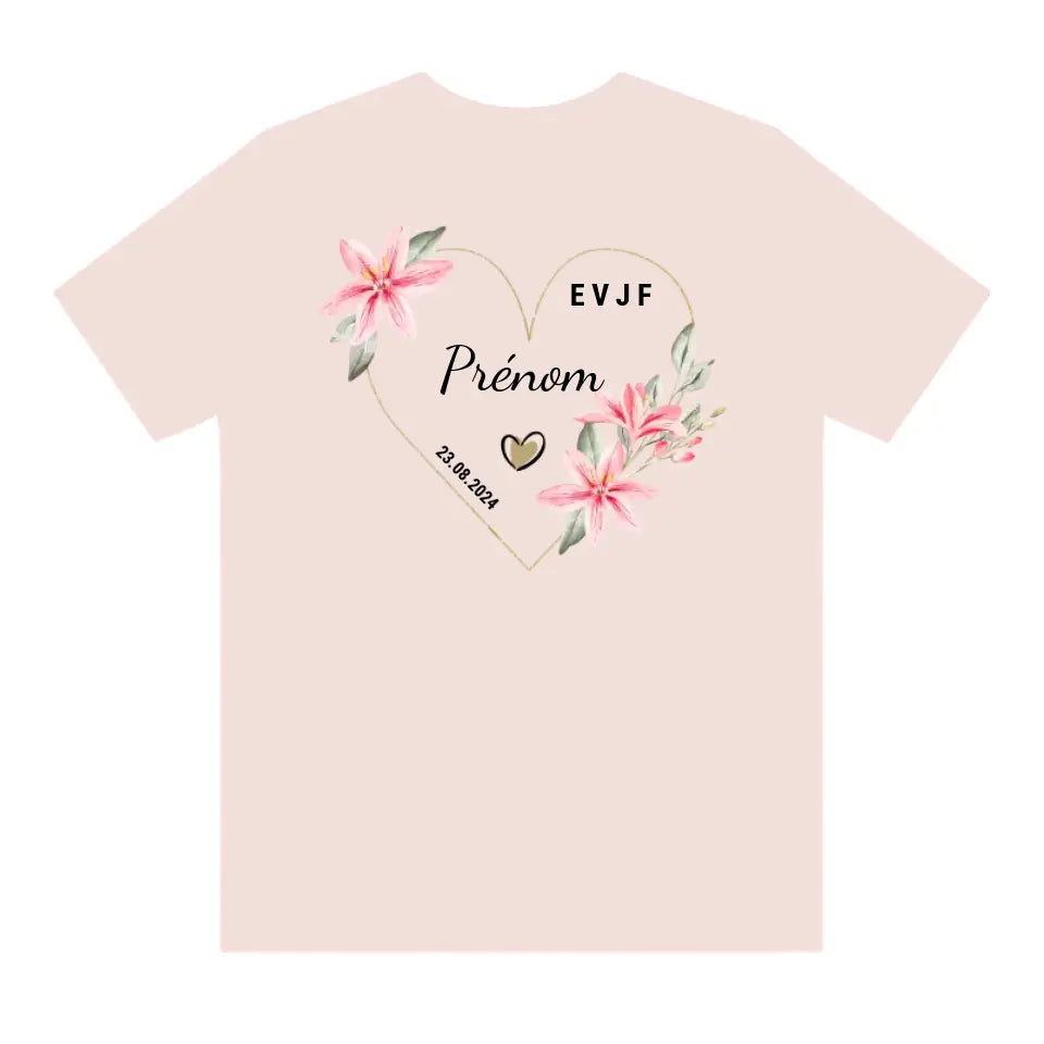 Tshirt EVJF coeur rose personnalisé MoOodMaker