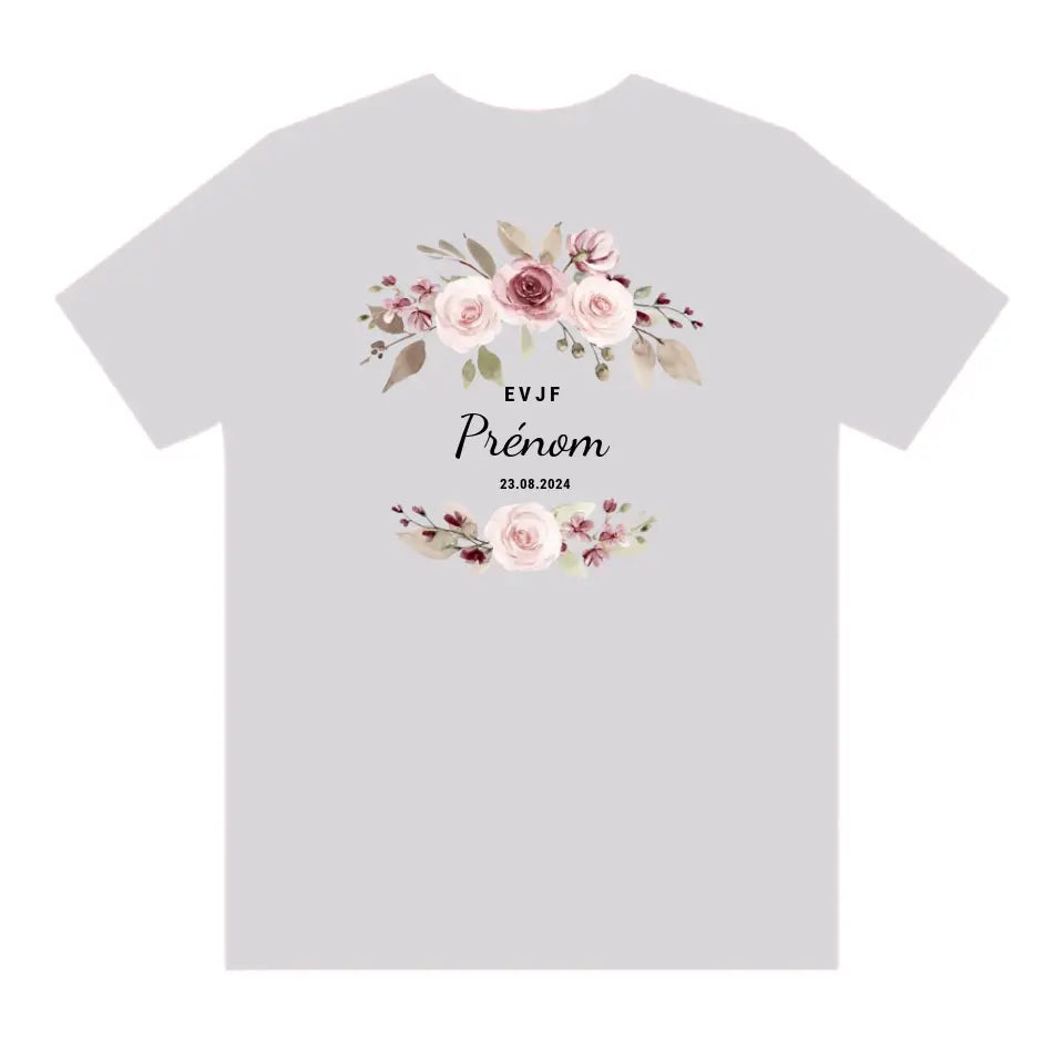 Tshirt EVJF Couronne Vieux Rose | Charme Florale à Personnaliser t-shirt configurateur MoOodMaker