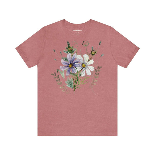 MoOodMaker T-shirt Imprimé Fleurs Violettes | FLOWER POWER rose chiné