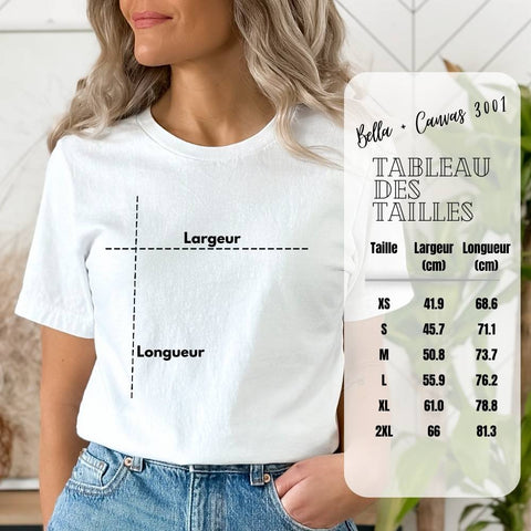 T-shirt MoOodMaker tableau des tailles