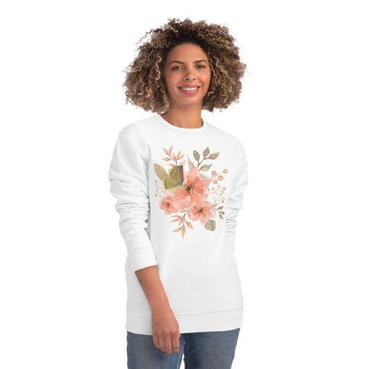 FP 02.20 Sweatshirt Fleurs Papillon Flower Power Eco-Responsable pour Femme - blanc