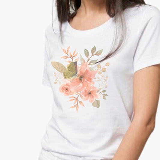 FP 02.2 T-shirt Bio Femme Fleurs & Papillon | FLOWER POWER