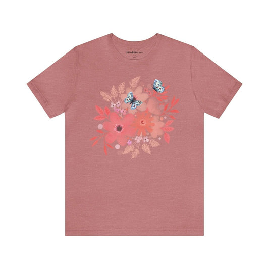 MoOodMaker T-shirt Imprimé Fleurs & Papillons | FLOWER POWER 09 rose chiné