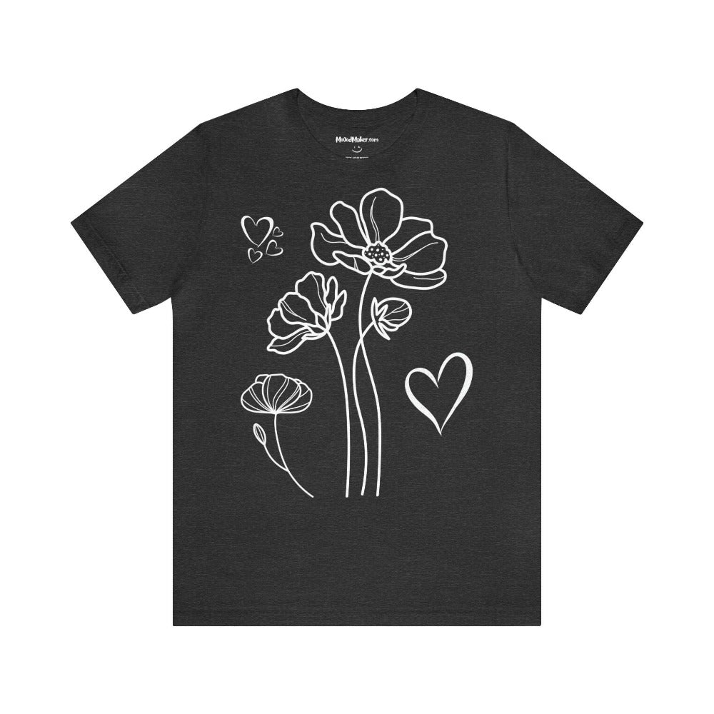 T-shirt MoOodMaker Prairie Fleurie | LINE DRAWING gris foncé chiné