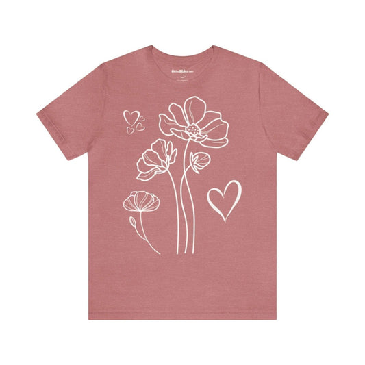 T-shirt MoOodMaker Prairie Fleurie | LINE DRAWING rose chiné