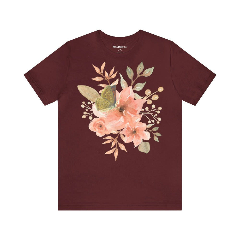 MoOodMaker T-shirt Imprimé Fleurs & Papillon bordeaux