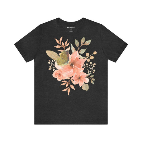 MoOodMaker T-shirt Imprimé Fleurs & Papillon gris chiné